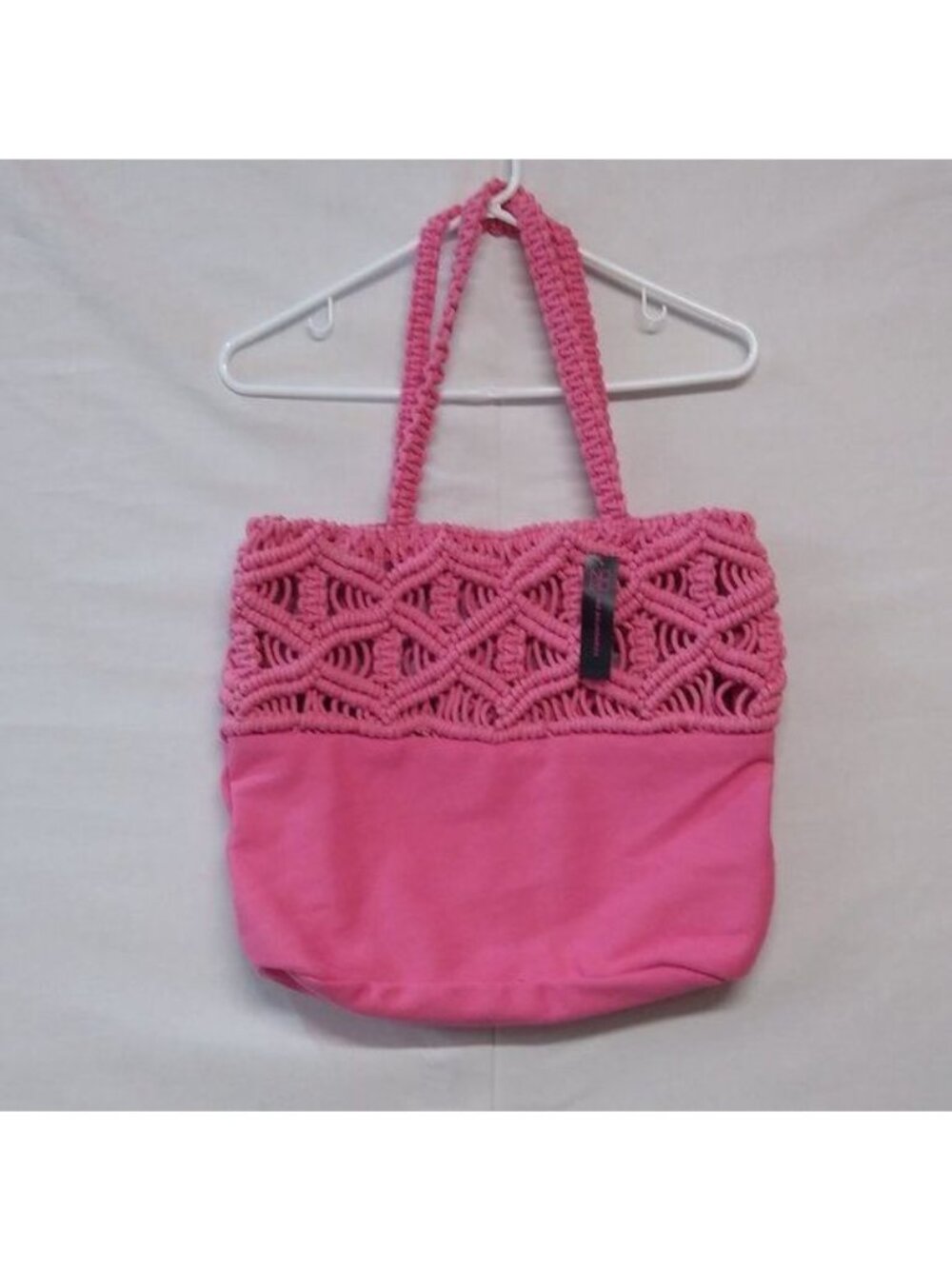 No Boundaries Women's Macramé Tote Pink Magnetic Snap Closure MPN NB221328 NWT